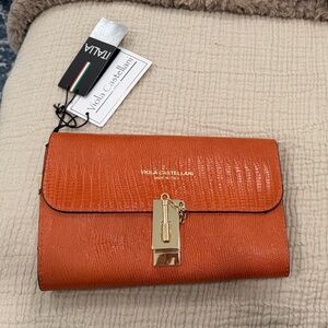 Viola Castellani Orange Leather Clutch